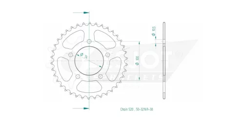 Pinion spate Esjot 38T oțel 50-32169-38
