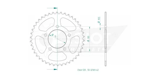 Pinion spate Esjot 42T oțel 50-32169-42