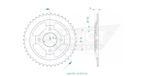 Pinion spate Esjot 43T oțel 50-32170-43