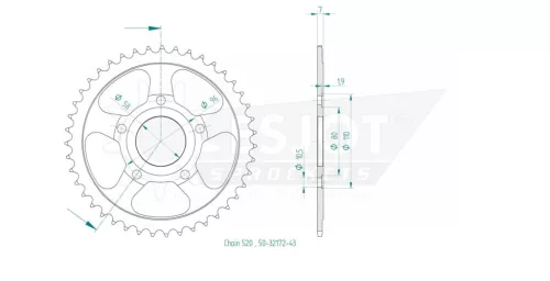 Pinion spate Esjot 43T oțel 50-32172-43