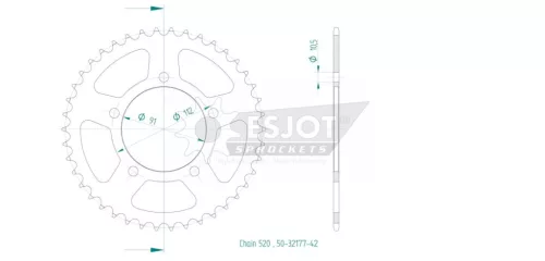 Pinion spate Esjot 42T oțel 50-32177-42