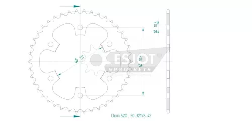 Pinion spate Esjot 42T oțel 50-32178-42