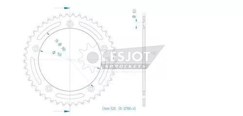 Pinion spate Esjot 45T oțel 50-32180-45