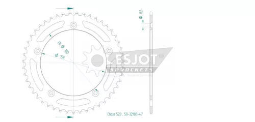 Pinion spate Esjot 47T oțel 50-32180-47