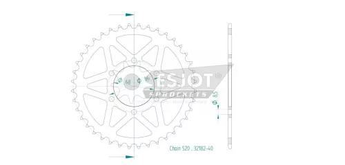 Pinion spate Esjot 40T oțel 50-32182-40