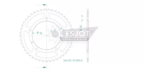Pinion spate Esjot 45T oțel 50-32183-45