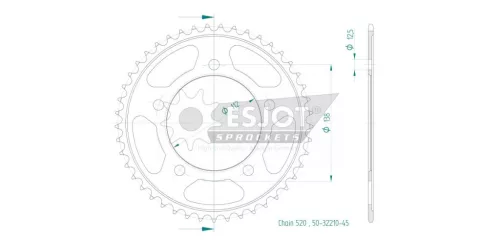 Pinion spate Esjot 45T oțel 50-32210-45