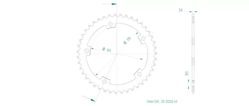 Pinion spate Esjot 43T oțel 50-32223-43