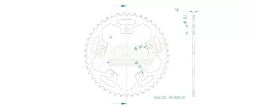 Pinion spate Esjot 45T oțel 50-32225-45