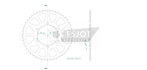 Pinion spate Esjot 51T oțel 50-32242-51