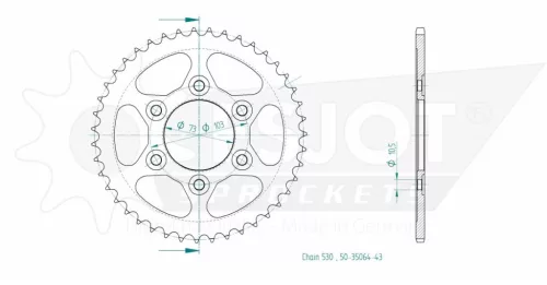 Pinion spate Esjot 43T oțel 50-35064-43