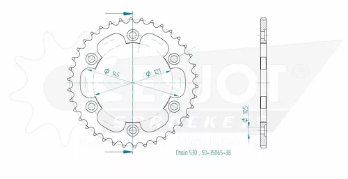 Pinion spate Esjot 38T oțel 50-35065-38