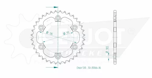 Pinion spate Esjot 36T oțel 50-35066-36