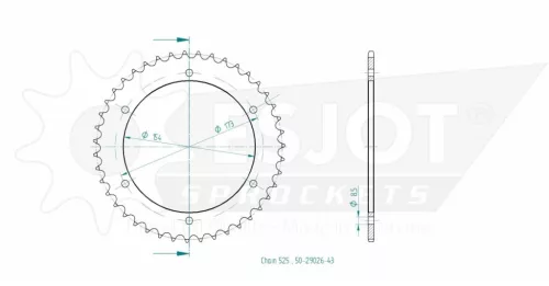 Pinion spate Esjot 43T oțel 50-29027-43