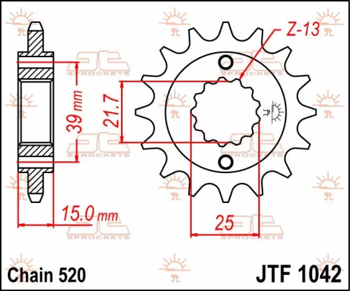 Pinion față JT Sprockets 14T oțel JTF1042.14