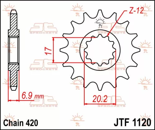 Pinion față JT Sprockets 14T oțel JTF1120.14