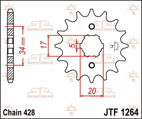 Pinion față JT Sprockets 15T oțel JTF1264.15
