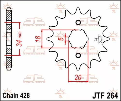 Pinion față JT Sprockets 14T oțel JTF264.14