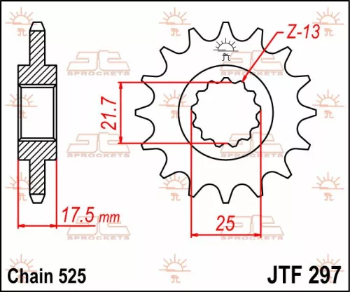 Pinion față JT Sprockets 15T oțel JTF297.15