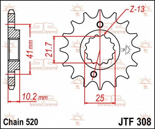 Pinion față JT Sprockets 14T oțel JTF308.14