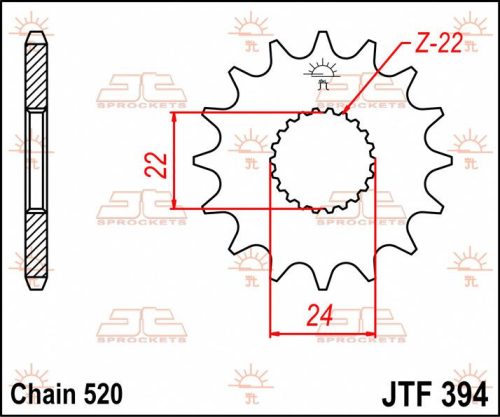 Pinion față JT Sprockets 13T oțel JTF394.13