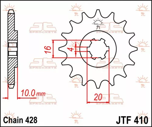 Pinion față JT Sprockets 14T oțel JTF410.14