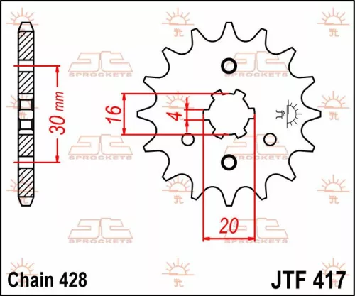 Pinion față JT Sprockets 14T oțel JTF417.14