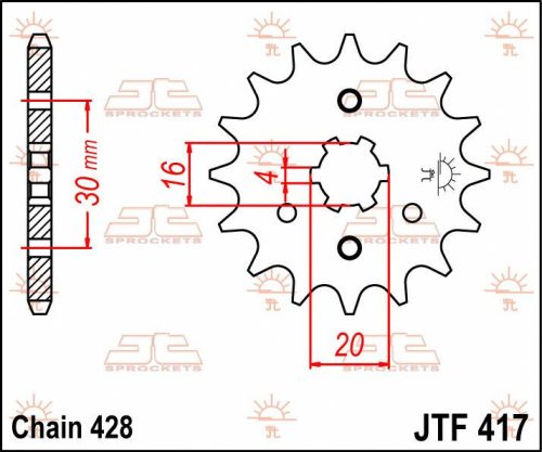 Pinion față JT Sprockets 16T oțel JTF417.16