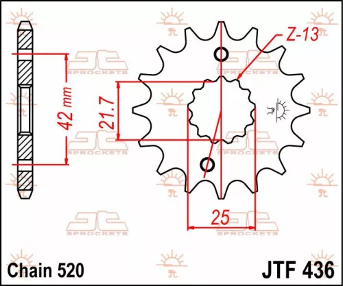 Pinion față JT Sprockets 13T oțel JTF436.13