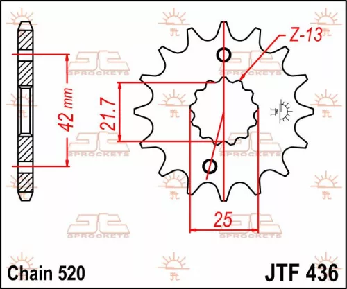 Pinion față JT Sprockets 13T oțel JTF436.13