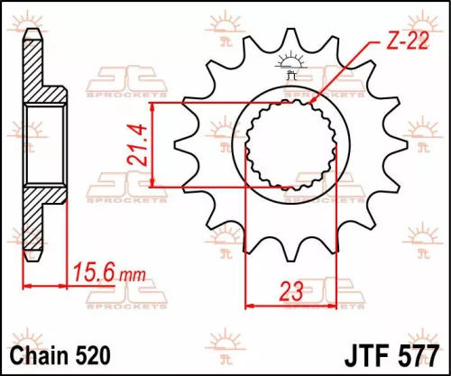 Pinion față JT Sprockets 14T oțel JTF577.14