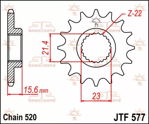Pinion față JT Sprockets 14T oțel JTF577.14