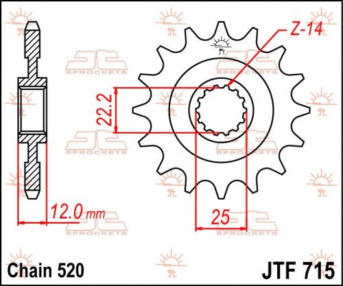 Pinion față JT Sprockets 12T oțel JTF715.12
