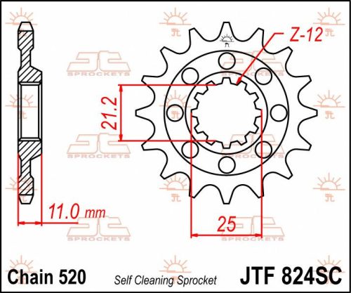 Pinion față JT Sprockets 13T oțel JTF824.13SC