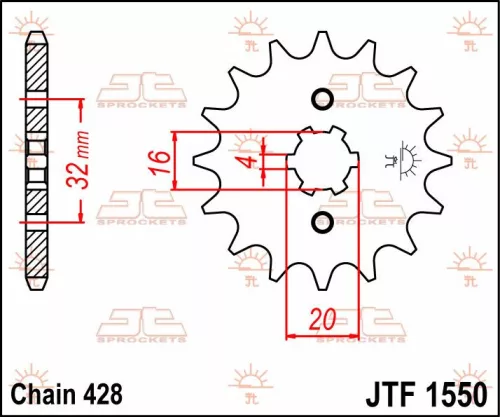Pinion față JT Sprockets 14T oțel JTF1550.14