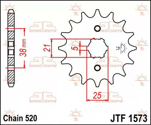 Pinion față JT Sprockets 14T oțel JTF1573.14