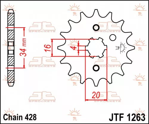 Pinion față JT Sprockets 17T oțel JTF1263.17
