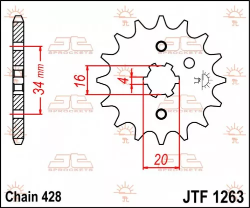 Pinion față JT Sprockets 17T oțel JTF1263.17