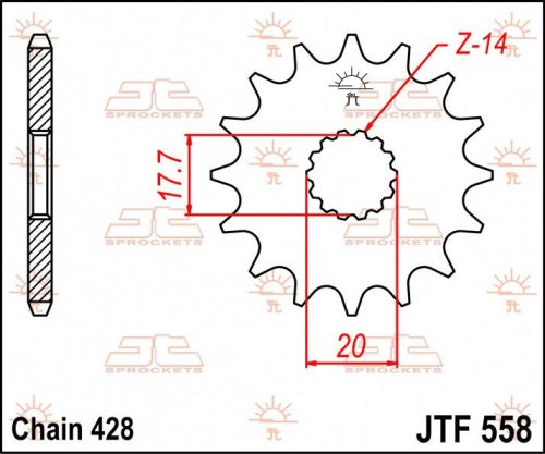 Pinion față JT Sprockets 20T oțel JTF558.20