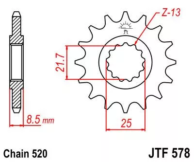 Pinion față JT Sprockets 17T oțel JTF578.17