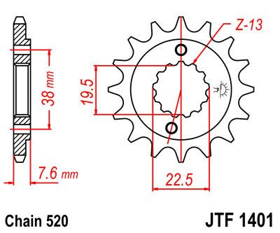 Pinion față JT Sprockets 16T oțel JTF1401.16