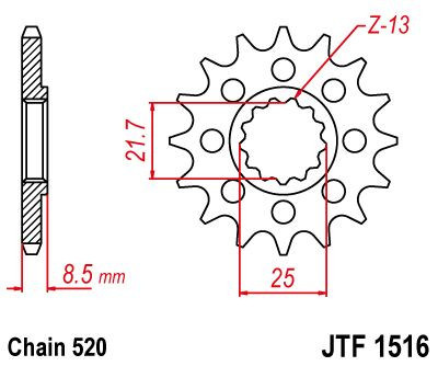 Pinion față JT Sprockets 14T oțel JTF1516.14