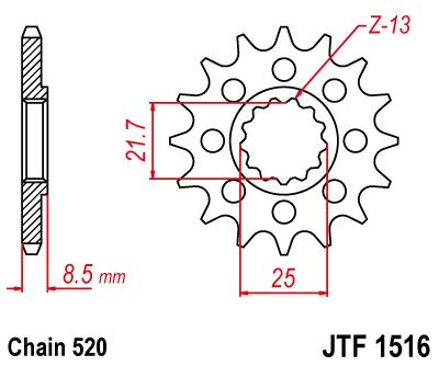 Pinion față JT Sprockets 14T oțel JTF1516.14