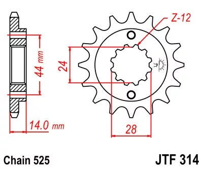 Pinion față JT Sprockets 16T oțel JTF314.16RB