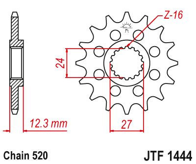 Pinion față JT Sprockets 15T oțel JTF1444.15