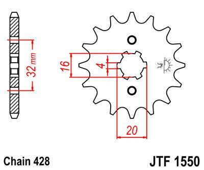 Pinion față JT Sprockets 15T oțel JTF1550.15