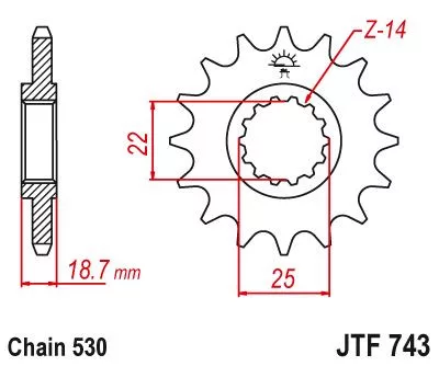 Pinion față JT Sprockets 15T oțel JTF743.15
