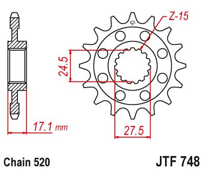 Pinion față JT Sprockets 15T oțel JTF748.15