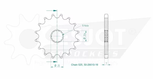 Pinion față Esjot 16T oțel 50-29010-16
