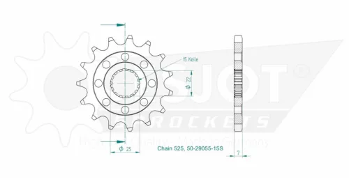 Pinion față Esjot 15T oțel 50-29055-15S